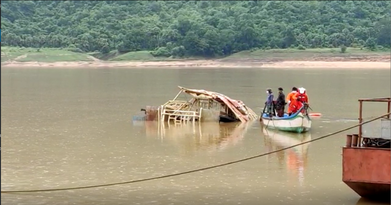 Sunken Royal Vasishta Boat retrieved form Godavari; five bodies recovered, 7 still missing