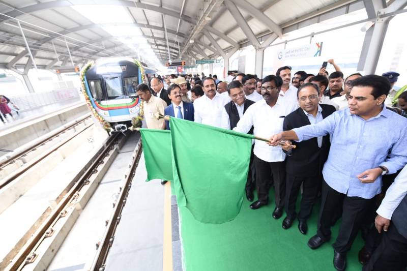 KTR flags off Hyderabad Metro rail services from Hi-Tech city to Raidurg