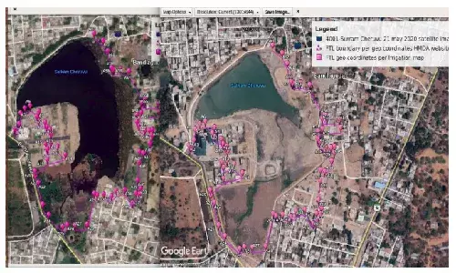 Satellite imagery captures how Surram Cheruvu in Bandalguda shrank in four years