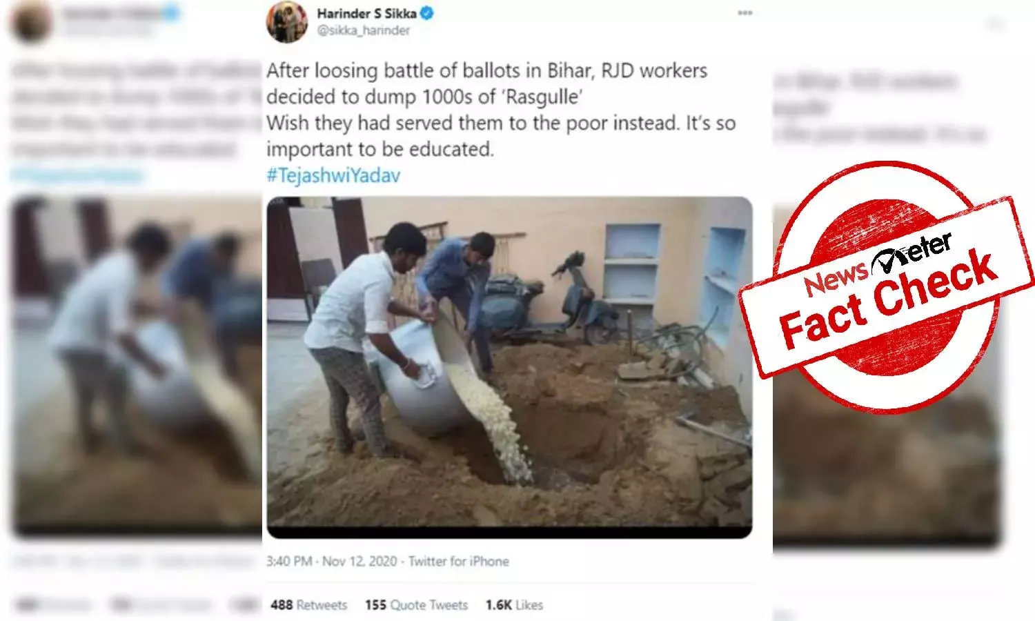 Fact Check: No, RJD workers did not dump sweets after their defeat in Bihar election