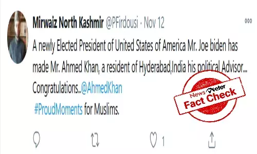 FACT CHECK: Viral claims that Ahmed Khan from Hyderabad has been appointed Bidens political advisor is false.