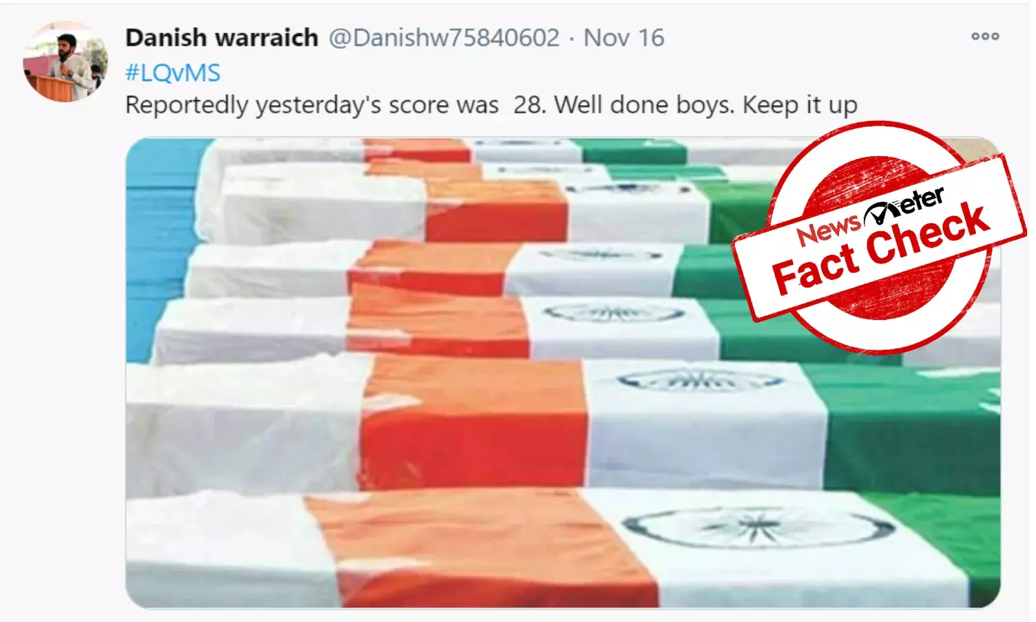 Fact Check: Photos of coffins wrapped in Tricolor not related to Pak ceasefire violation in J&K