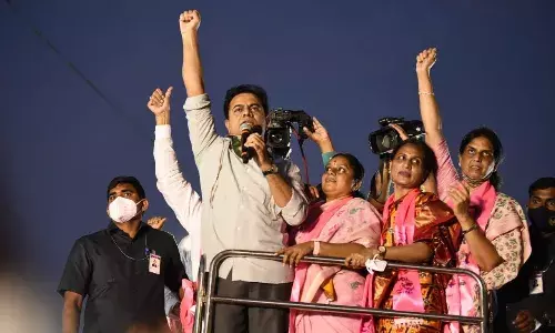 KTR throws 50 Qs challenge at BJP, compares BJP leaders to Goebbels KTR throws 50 Qs challenge at BJP, compares BJP leaders to Goebbels