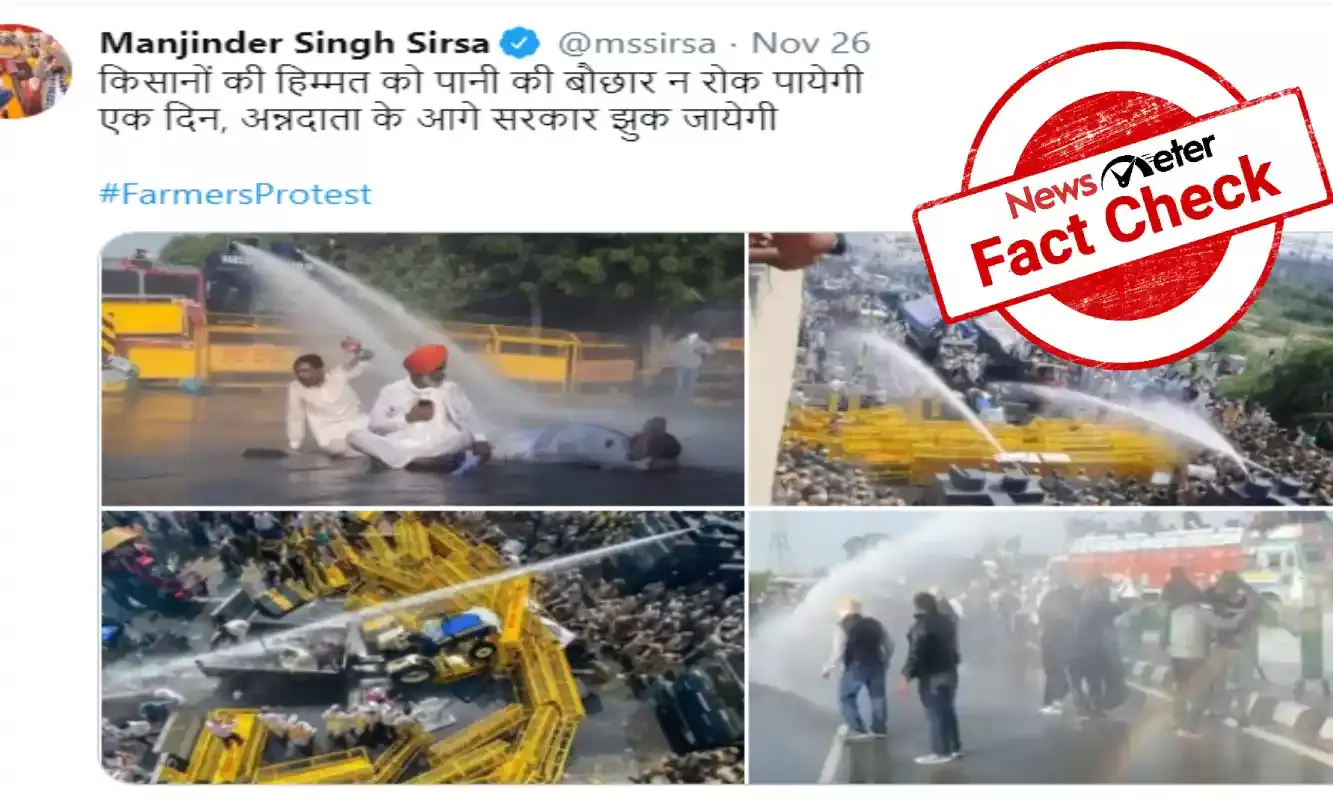 Fact Check: Photo of protesting farmers facing water cannons from 2018 march, not recent Delhi Chalo protest