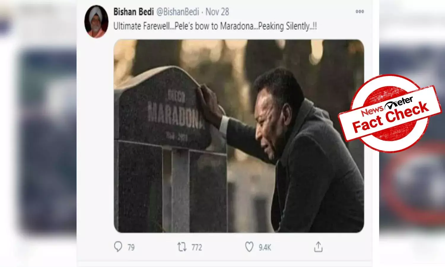 Fact Check: Morphed photo shows footballer Pele at Maradonas grave