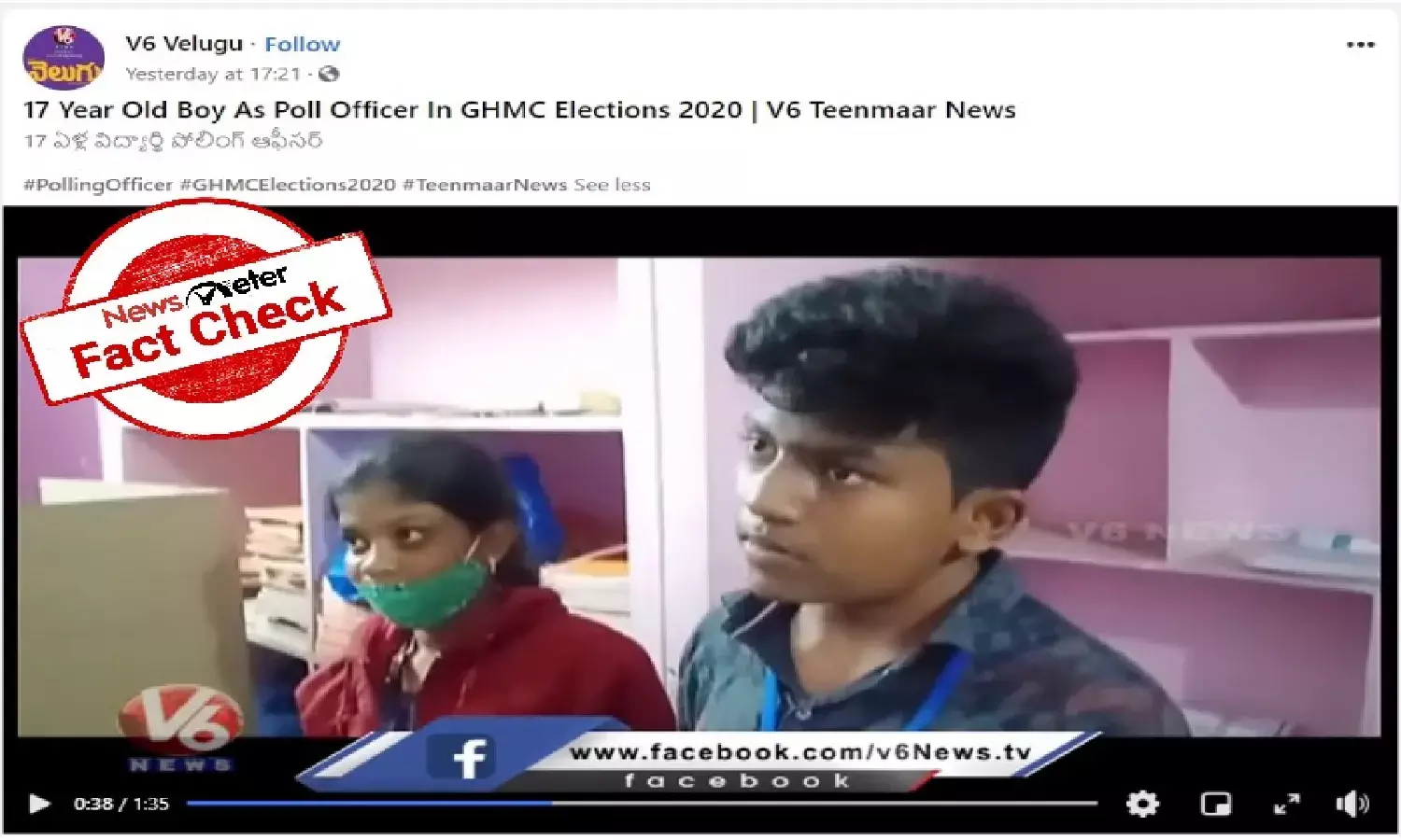 Fact Check: No, 17-year-old boy has not been appointed polling officer for GHMC elections