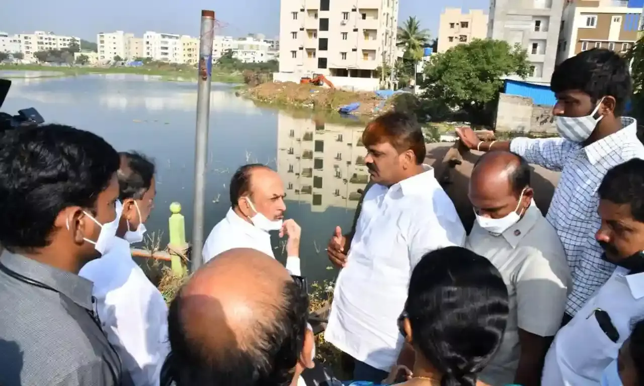 Home minister Mahamood Ali inspects Ramanthapur Pedda Cheruvu, Kapra Cheruvu