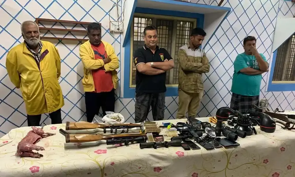 Forest department busts poaching gang; arrests five, seizes carcass of black-naped hare at Nizamabad