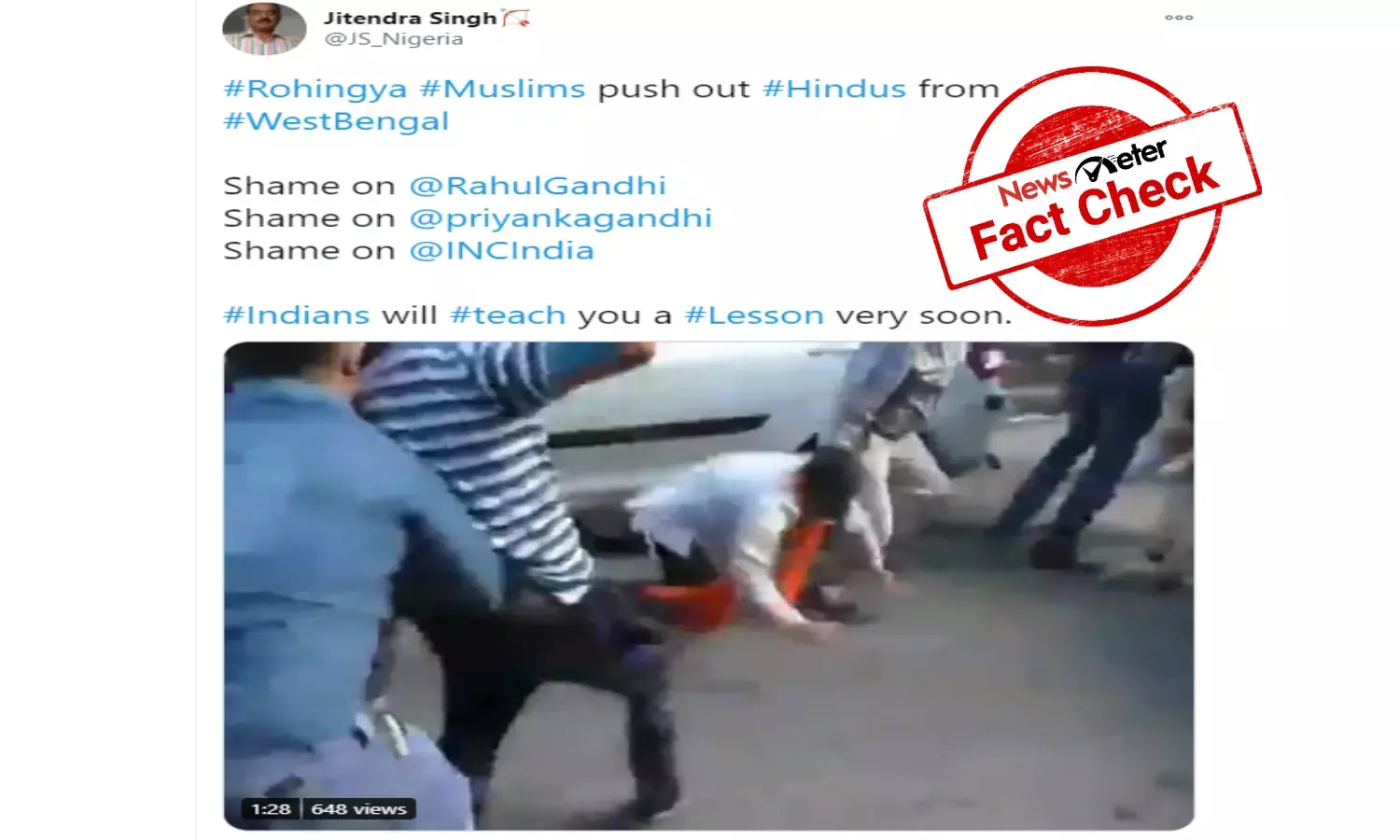 FACT CHECK:  West Bengal president Dilip Ghosh was heckled by anti-Bimal Gurung protestors, not Bangladeshi refugees