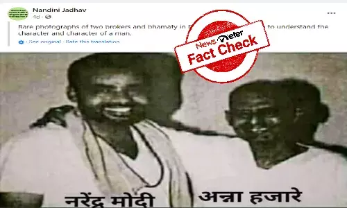 FACT CHECK: Man in viral picture with PM Modi is his political guru Lakshmanrao Inamdar, not Anna Hazare