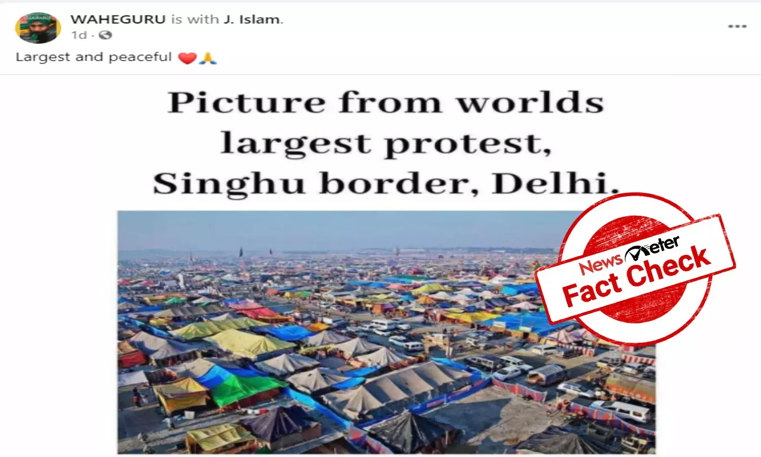 FACT CHECK:  Aerial image of Maha Kumbh Mela passed off as farmers protest at Delhi