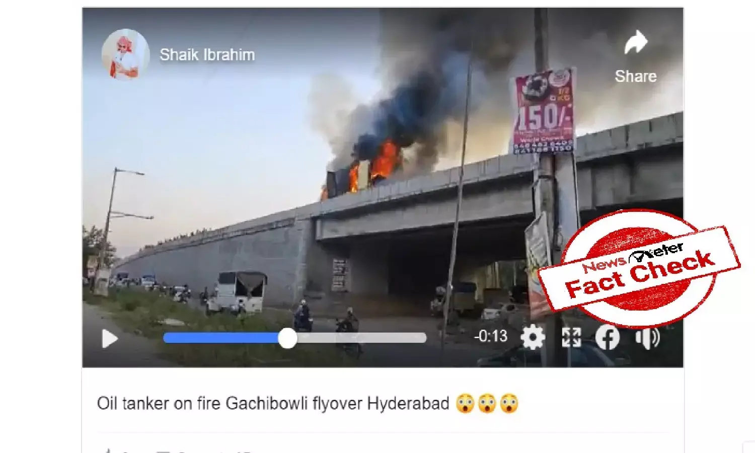 Fact Check: Viral video of oil tanker in flames is from Warje Bridge Pune, not Gachibowli flyover