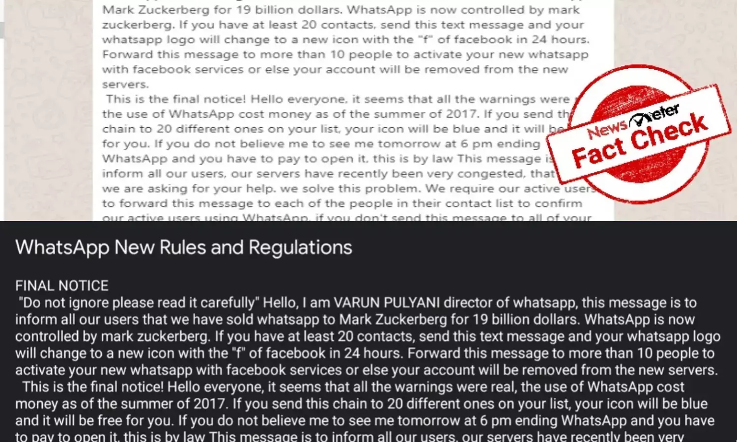 Fact Check: Message from WhatsApp director claiming app will start charging users is fake