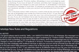 Fact Check: Message from WhatsApp director claiming app will start charging users is fake Fact Check: Message from WhatsApp director claiming app will start charging users is fake
