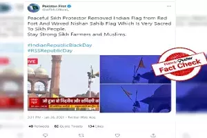 Fact Check: Protesting farmers did not remove Indian Flag at Red Fort Fact Check: Protesting farmers did not remove Indian Flag at Red Fort