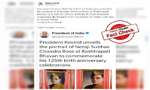 Fact Check: President Ram Nath Kovind unveiled the original portrait of Subhash Chandra Bose, not actor Prosenjit Chatterjees photo