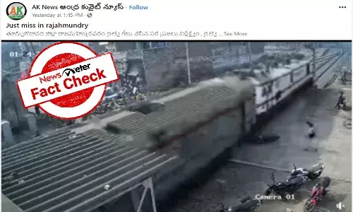 Fact Check: Viral video of speeding train smashing motorbike but narrowly missing biker is not from Rajahmundry
