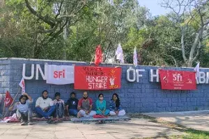 UoH students hold hunger strike in solidarity with protesting farmers UoH students hold hunger strike in solidarity with protesting farmers
