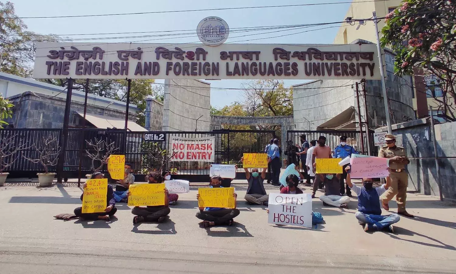 EFLU students protest for opening of hostels