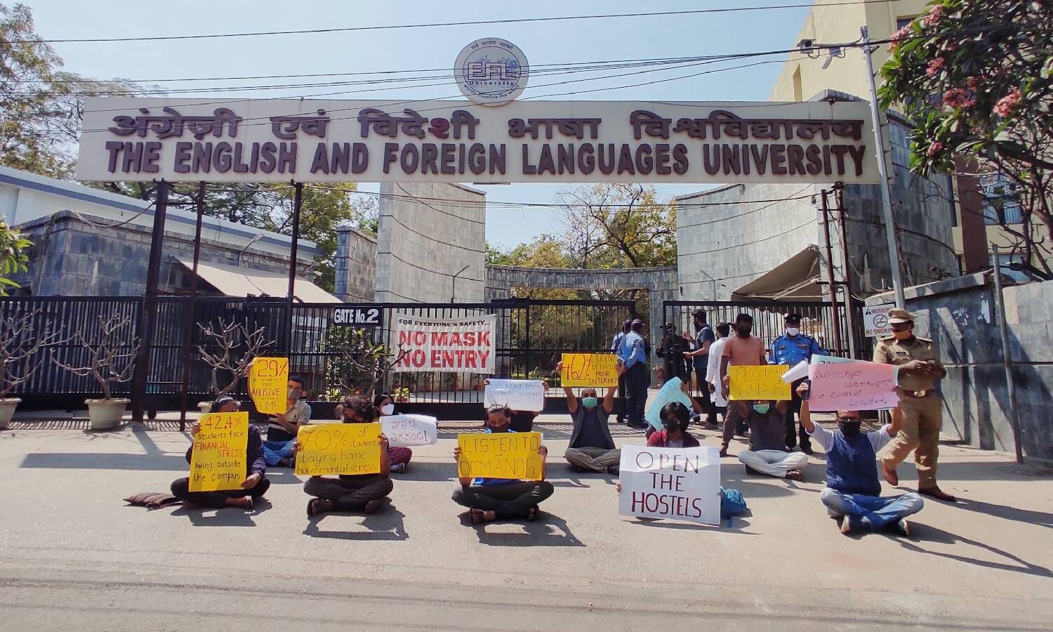 EFLU students protest for opening of hostels