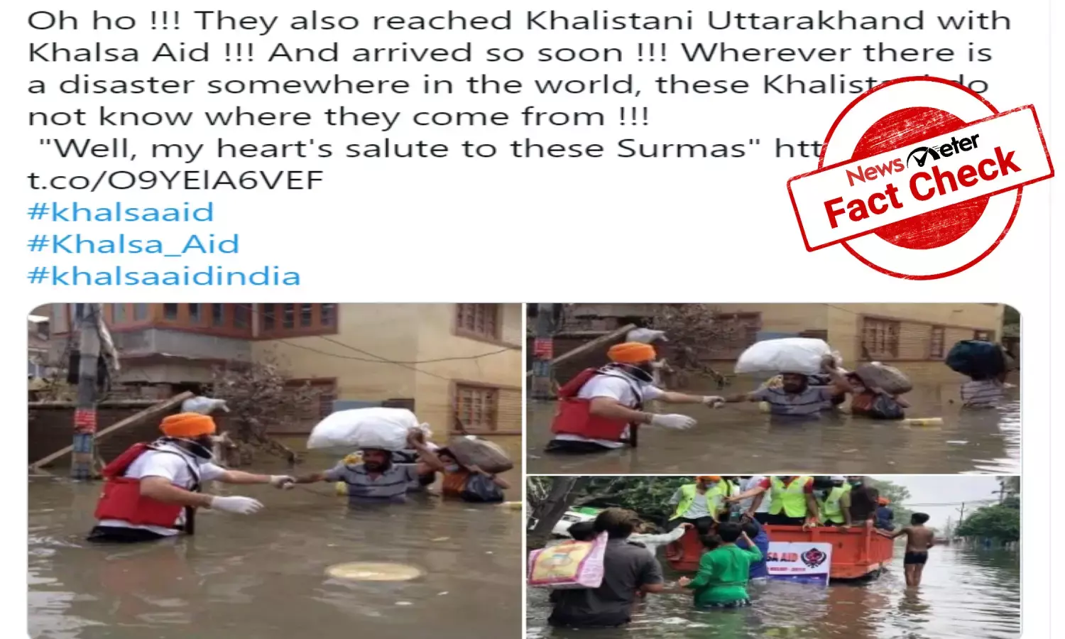 Fact Check: Photos of Khalsa Aids relief work in J&K, Bihar passed off as Uttarakhand flash flood aid