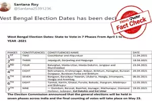 FACT CHECK: No, West Bengal legislative assembly election dates have not been announced FACT CHECK: No, West Bengal legislative assembly election dates have not been announced