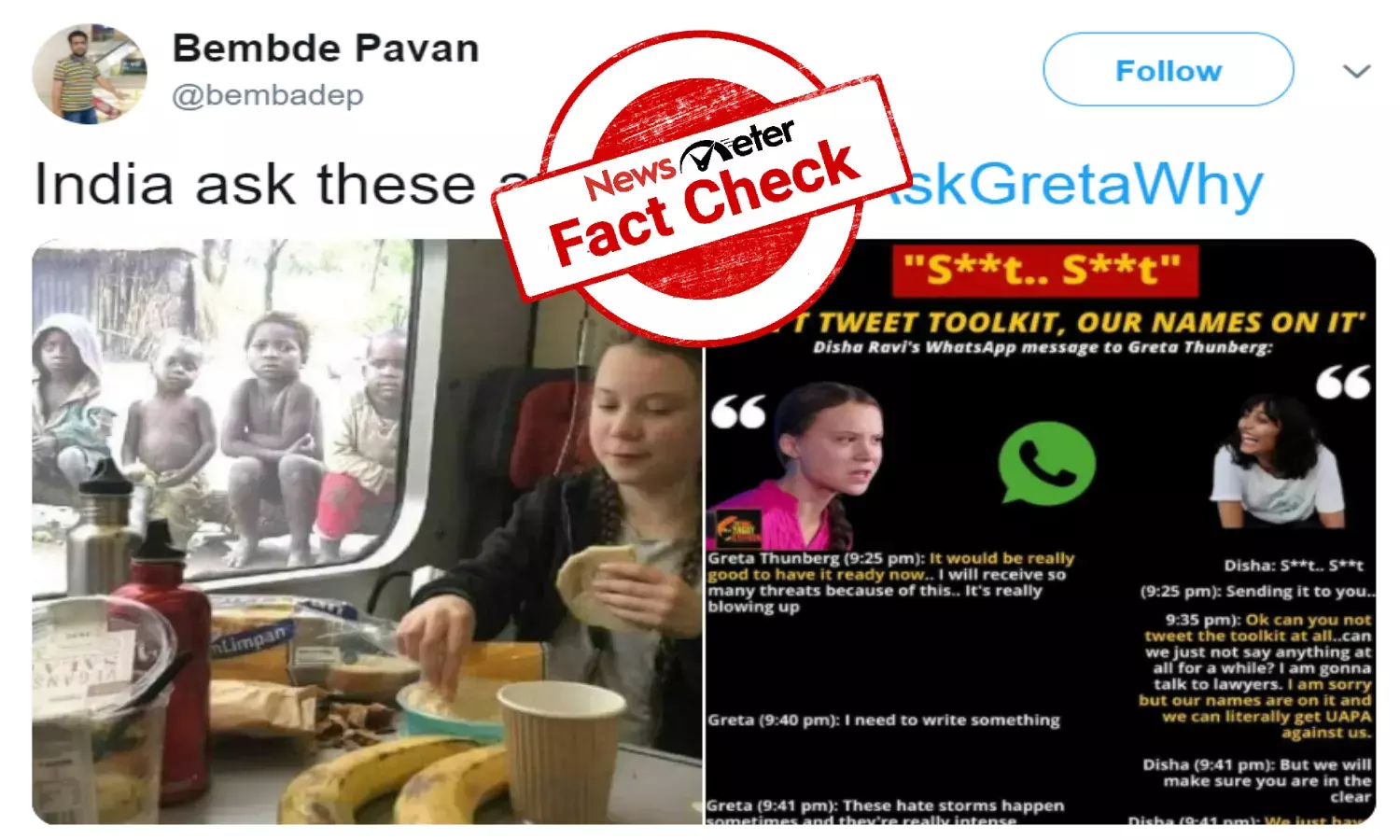 Fact check: Viral picture of Greta Thunberg eating on train has been edited
