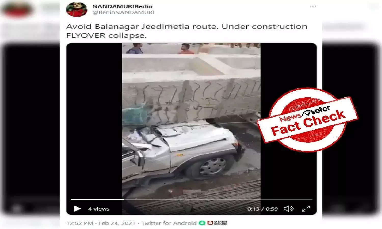 Fact Check: Viral video of bridge collapse is not from Hyd