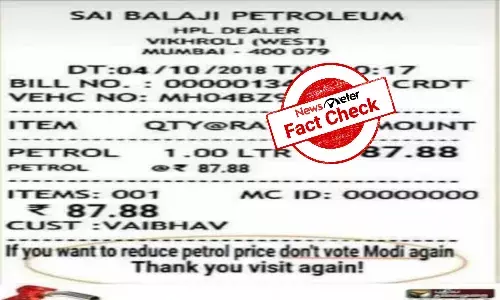 Fact Check: Image of petrol bill with message against voting for Modi is entirely doctored