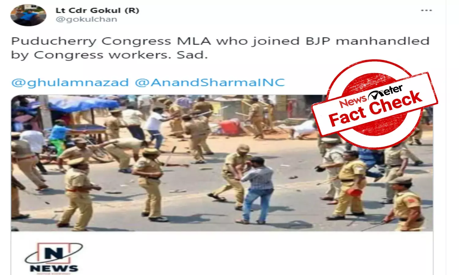 Fact Check: Viral photo falsely claims Puducherry Cong MLA was attacked for joining BJP