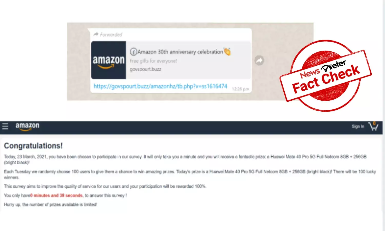 Fact Check: Amazon not offering free phone on its 30th anniversary, viral link is fake