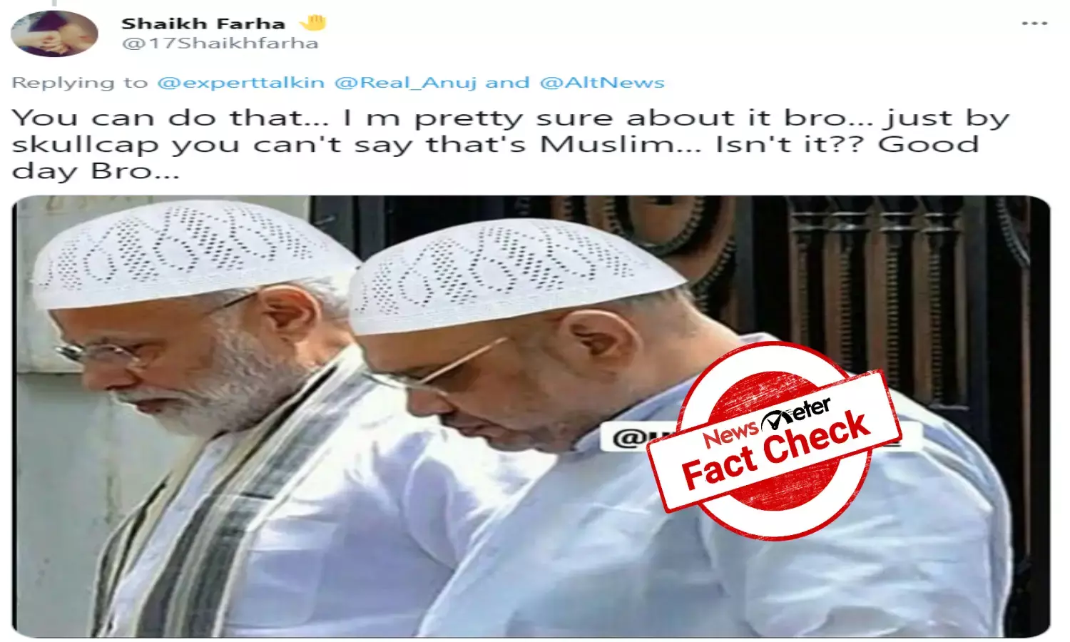 Fact Check: Morphed image shows Modi, Shah wearing skull caps ahead of Bengal polls