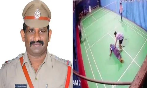 Video: Ganapavaram circle inspector dies of cardiac arrest playing badminton