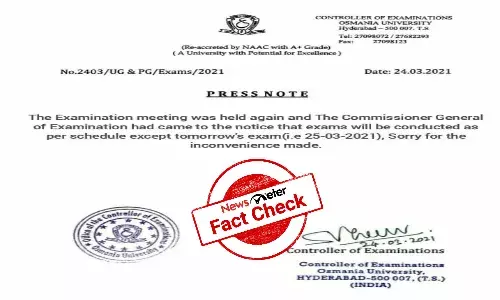 Fact Check: Osmania University postpones exams, revised schedule to be announced later
