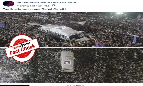 Fact Check: Photos from DMK rally passed off as crowd welcoming Rahul Gandhi
