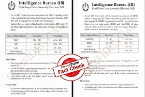 Fact Check: IB did not conduct survey for results of WB, Tamil Nadu elections Fact Check: IB did not conduct survey for results of WB, Tamil Nadu elections