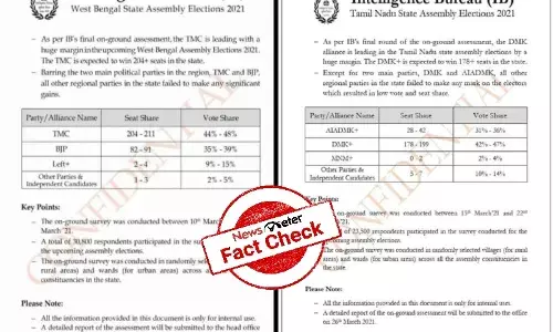 Fact Check: IB did not conduct survey for results of WB, Tamil Nadu elections