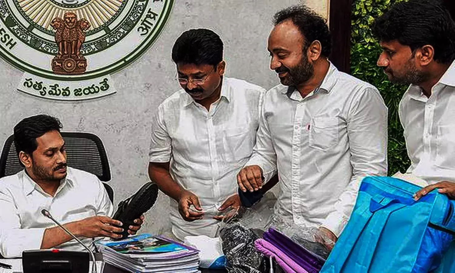 Jagan reviews Nadu-Nedu works, releases training handbook for schools