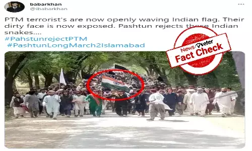 Fact Check: Morphed photo falsely shows members of Pak rights group carrying Tricolour at rally