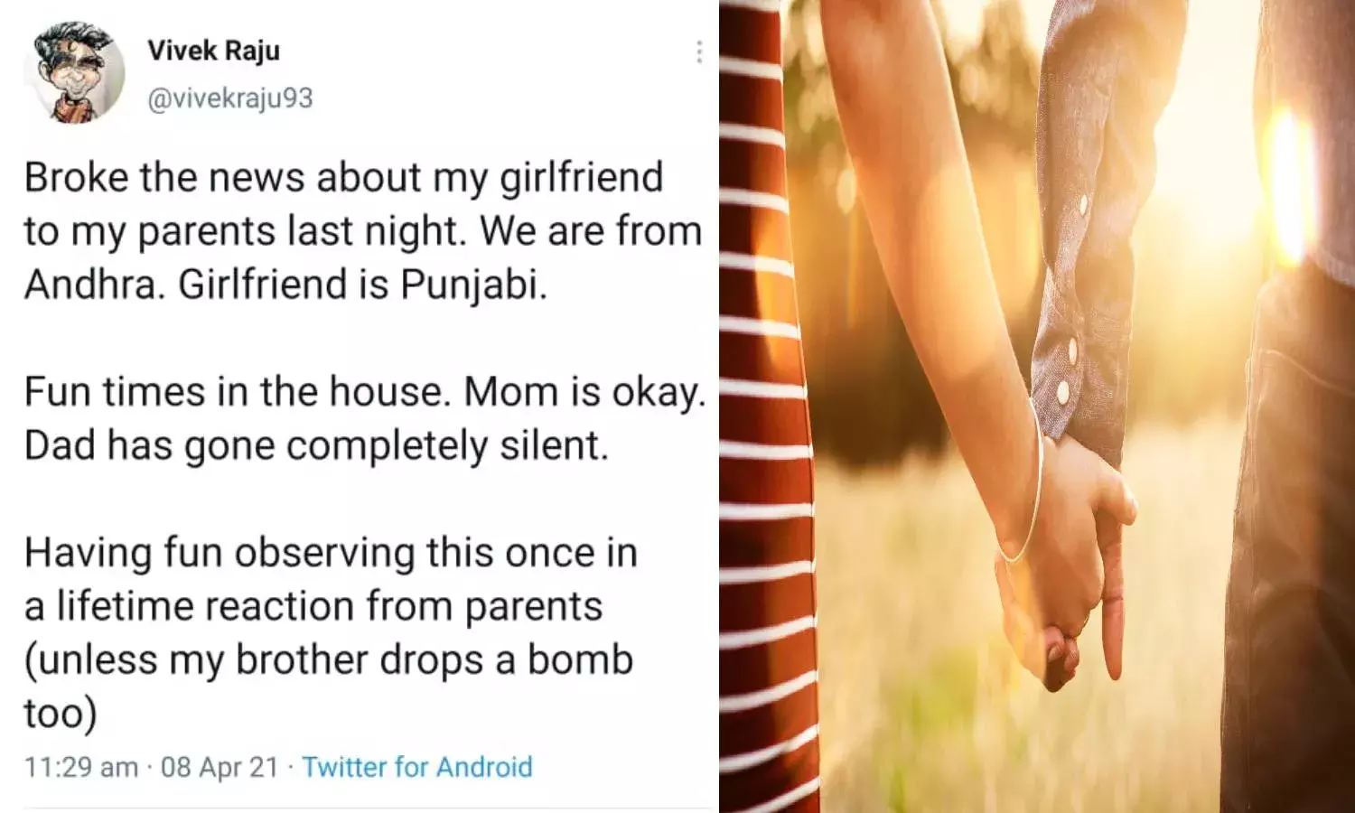 Real life 2 States: AP man introduces Punjabi girlfriend to parents, tweets their reactions