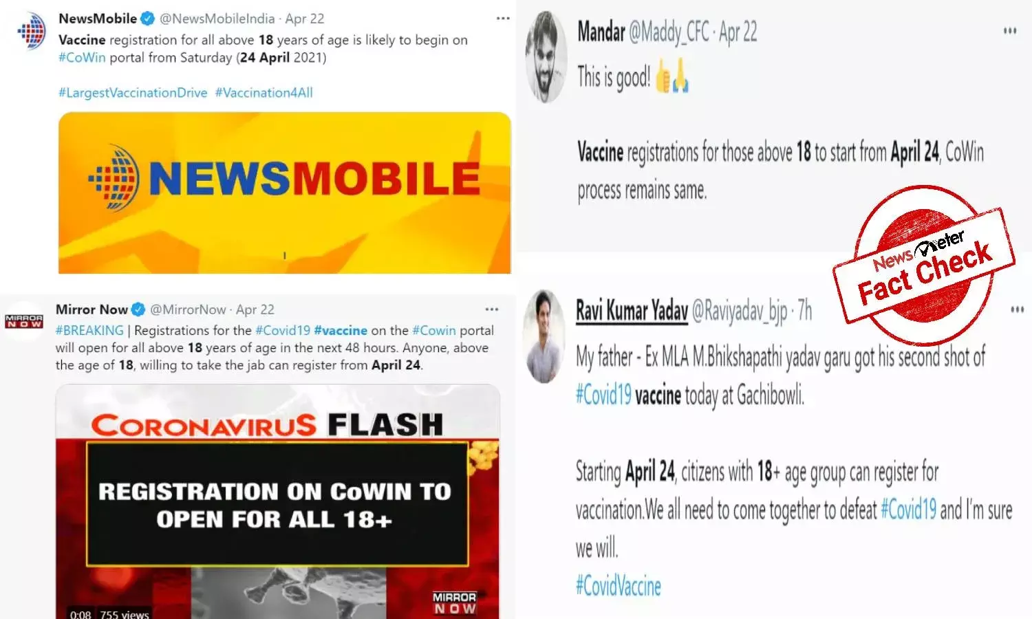 Fact Check: Vaccine registration for people above 18 years begins from April 28