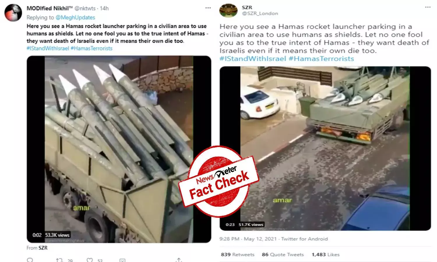 `Israeli missile-launching truck passed off as Hamas rocket launcher