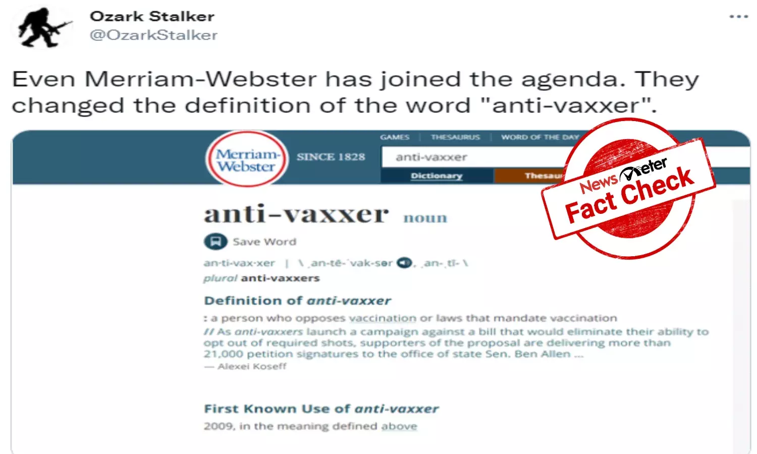 Fact Check: Merriam-Webster did not change definition of anti-vaxxer
