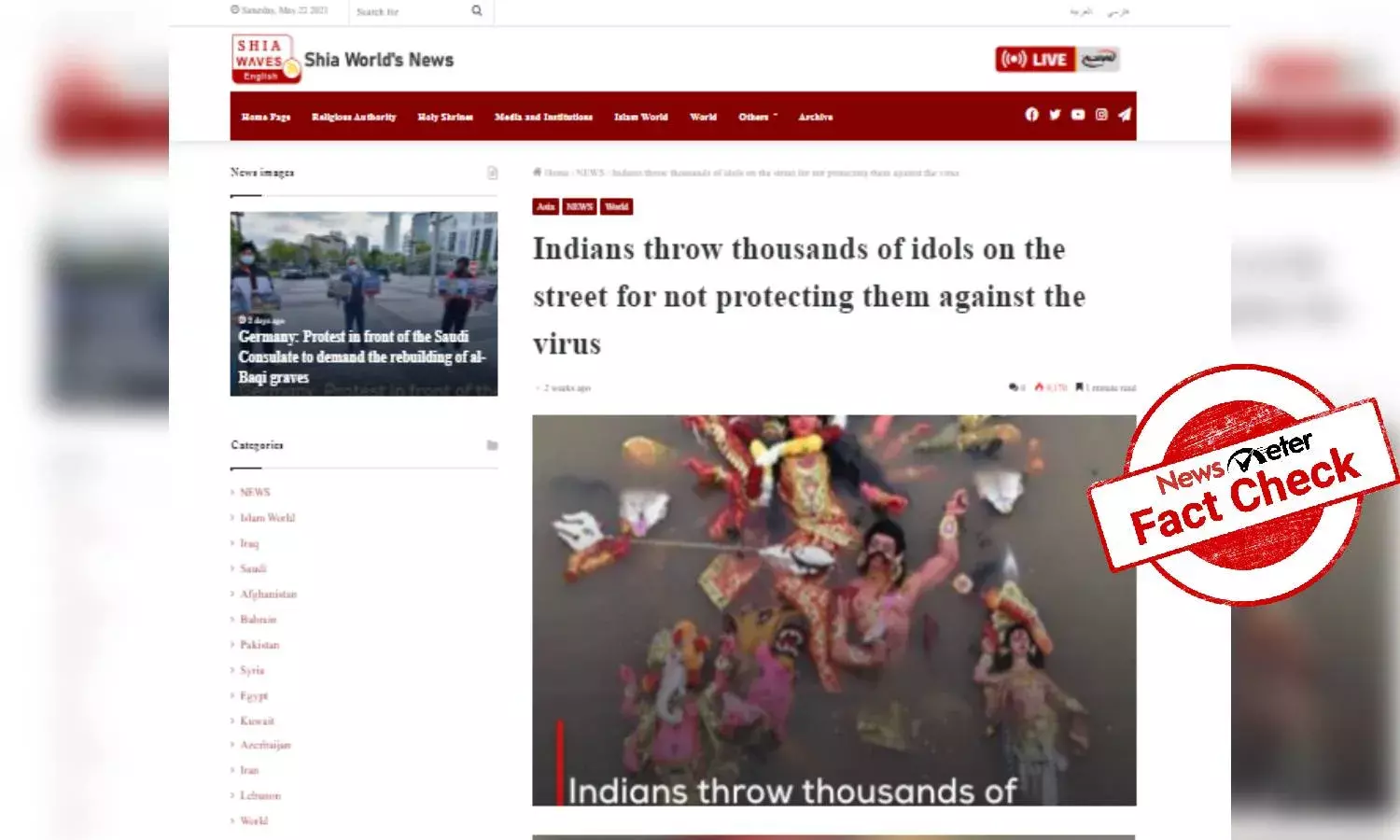 Fact Check: Indians are not throwing Durga idols due to pandemic