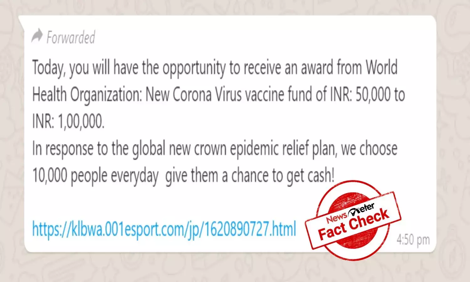 Fact Check: WHO is not giving cash award under Covid relief plan