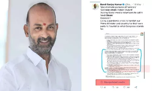 Toolkit row: Twitter labels TS BJP chief Bandi Sanjays tweet manipulated media