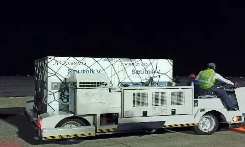 `Sputnik V:  Hyderabad International Airport receives 56.6 MT of Russian COVID vaccine