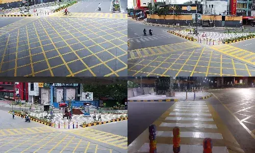 Cyberabad police use innovative yellow boxes to streamline traffic at Madhapur