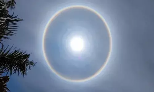 Halo Hyderabad: Look at the sky for a rare rainbow-hallow ring around sun