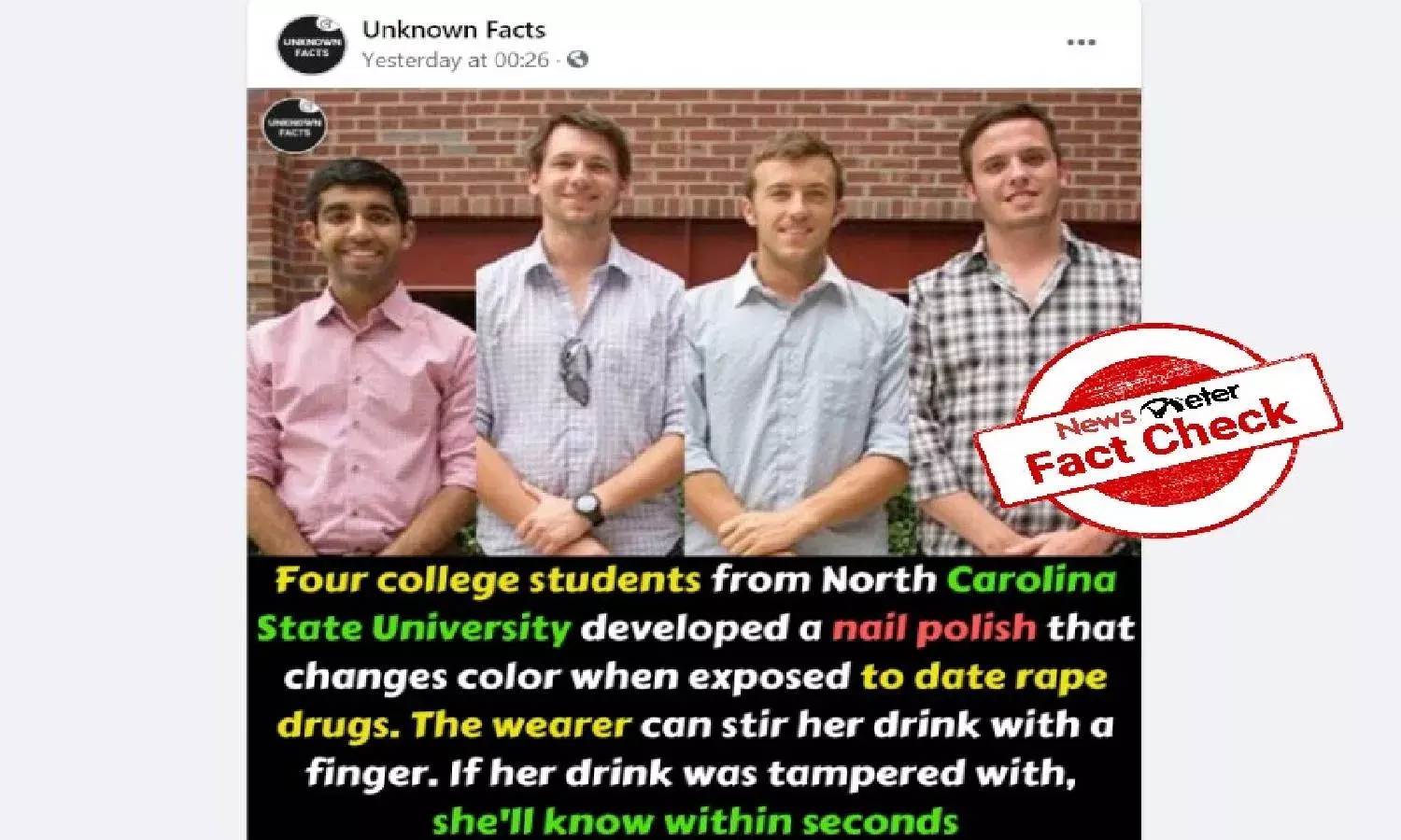 Fact Check: Colour-changing nail polish to detect date-rape drugs not developed yet